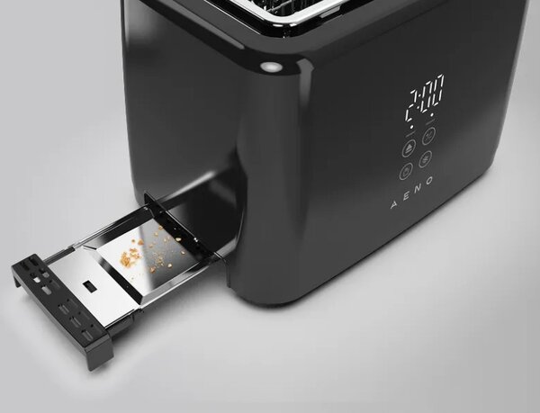 Тостер за хляб AENO ATS0002B, 930W, 7 степени, Сензорно управление, Обратен таймер, Защита при засядане, Тих, Черен