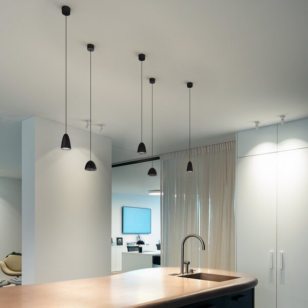 Wever & Ducré Lighting WEVER DUCRÉ LED висяща лампа Cozy Zone 1.0, черна, 2700 K, Черен, Дневна/трапезария, Алуминий, Модерен