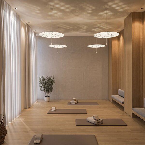 Wever & Ducré Lighting WEVER DUCRÉ LED висяща лампа Shedda Ø 70 см, цвят „live simple“, 2700 K, Затъмняване, Бежов, Дневна/трапезария, Алуминий, Модерен