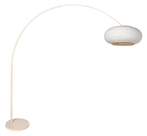 Steinhauer Светило с извита стойка Sparkled Light, цвят крем/сиво лен, 240 см, Бежов, Дневна/трапезария, Метал