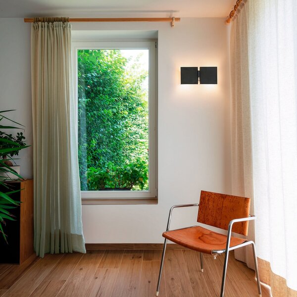 Wever & Ducré Lighting WEVER DUCRÉ стенна лампа CG Square, черна, ширина 21 см, с 2 лампи, Черен, Дневна/трапезария, Метал, Модерен
