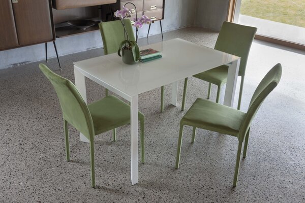 ТРАПЕЗНА МАСА РАЗТЕГАТЕЛНА DINNER VETRO 624 EXTRA-WHITE 120-170x75см LaSeggiola