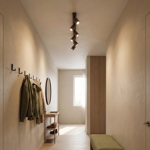 TK Lighting Таванен спот Връх, регулируем, кафяв, с шест пламъка, Затъмняване, Кафяв / ръждив, Дневна/трапезария, Метал, Модерен, Таван с много пламъци
