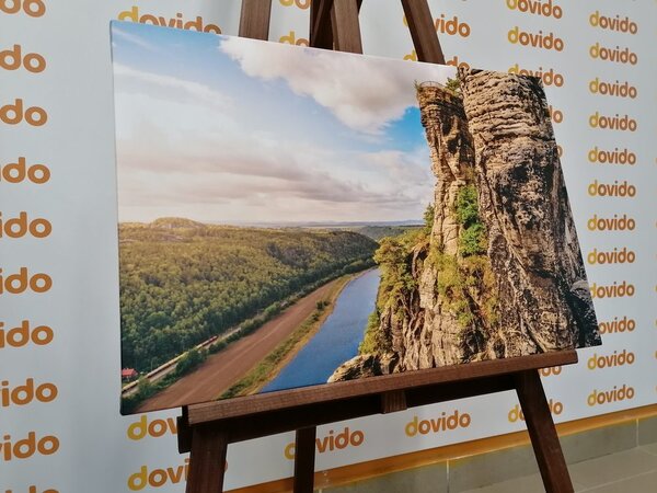 Картина на платно – Изглед към река и гора