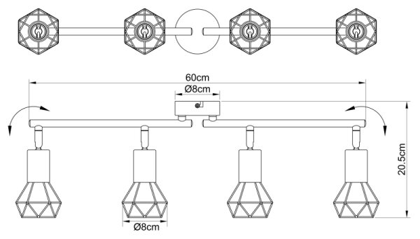 Globo 54802S-4AB - Спот XARA 4xE14/40W/230V