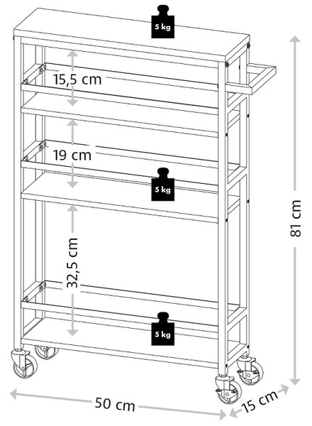 Кухненски рафт за ниша 15x50x81см KESPER