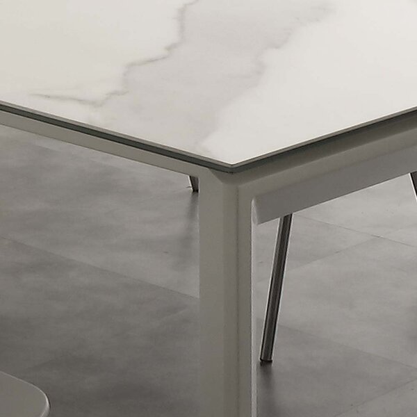 ТРАПЕЗНА МАСА РАЗТЕГАТЕЛНА CERAMIC DUO 637 БЯЛ МРАМОР 140-240X90см