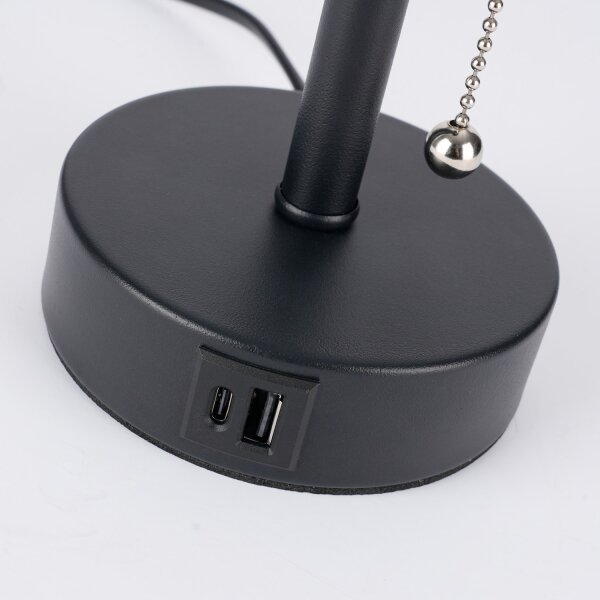 Brilagi - Настолна лампа с USB порт TABLON 1xE27/25W/230V черна/кремава