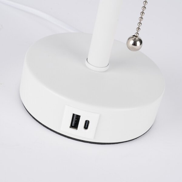 Brilagi - Настолна лампа с USB порт TABLON 1xE27/25W/230V бяла/кремава