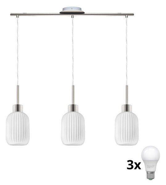 LED полилей на кабел HARMA 3xE27/60W/230V матов хром/бял
