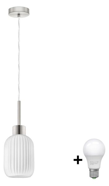 LED полилей на кабел HARMA 1xE27/60W/230V диам. 14 см матов хром/бял