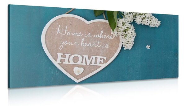 Картина на платно – Сърце с цитат - Home is where your heart is