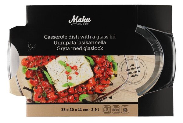 MAKU Тава с капак от термоустойчиво стъкло 2,9 л, 33 х 21 см