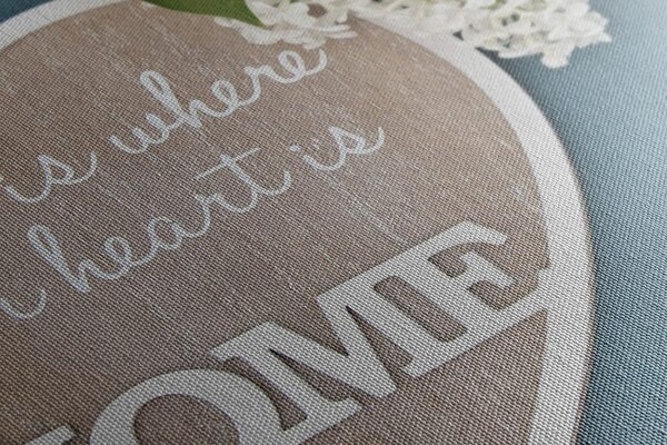Картина на платно – Сърце с цитат - Home is where your heart is