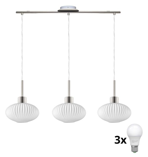 LED полилей на кабел HARMA 3xE27/60W/230V матов хром/бял