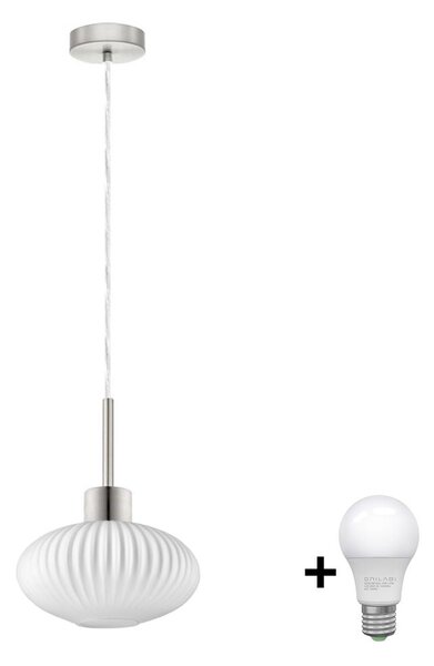 LED полилей на кабел HARMA 1xE27/60W/230V диаметър 25 см матов хром/бял