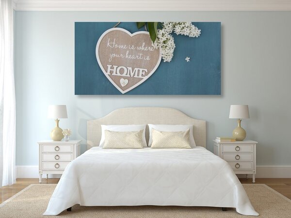 Картина на платно – Сърце с цитат - Home is where your heart is