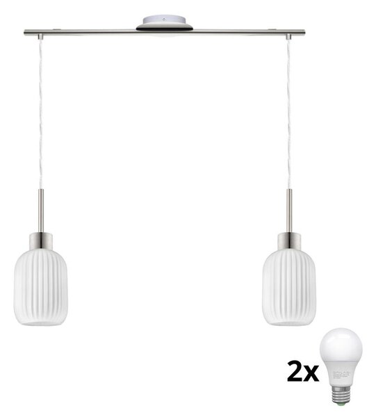 LED полилей на кабел HARMA 2xE27/60W/230V матов хром/бял