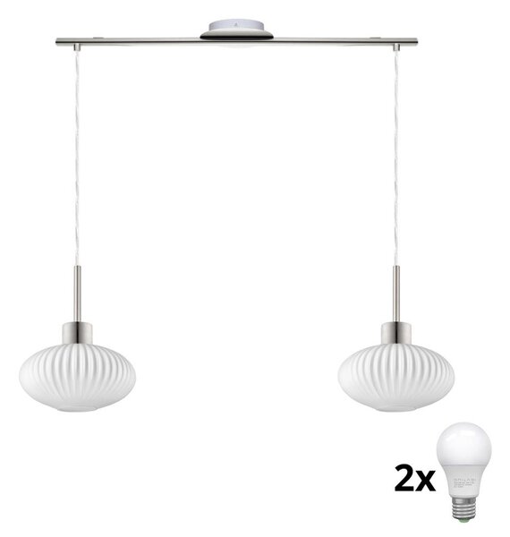 LED полилей на кабел HARMA 2xE27/60W/230V матов хром/бял