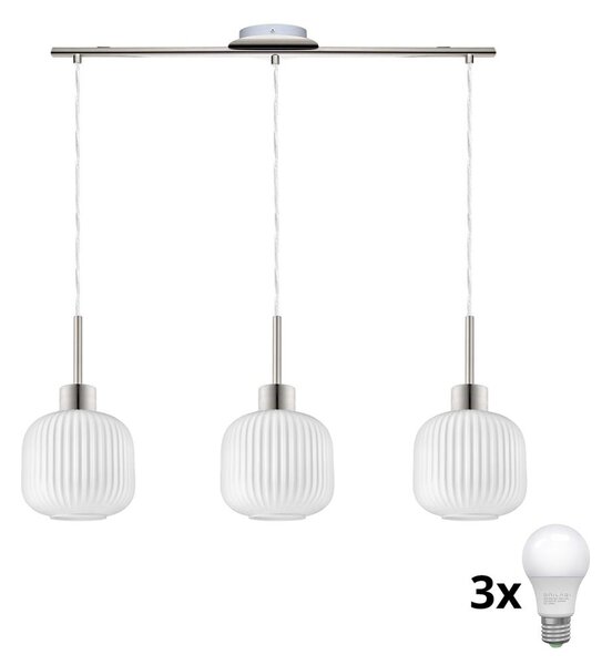 LED полилей на кабел HARMA 3xE27/60W/230V матов хром/бял