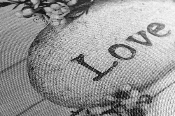 Картина на платно – С надпис на камък Love в черно-бял вариант