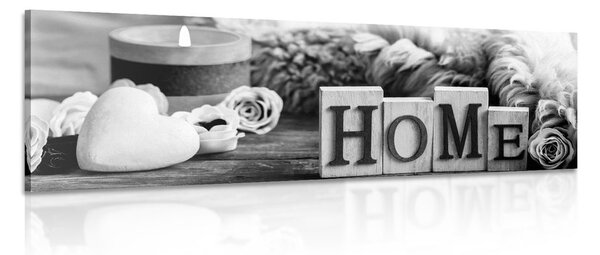 Картина на платно – Натюрморт с надпис Home в черно-бял вариант