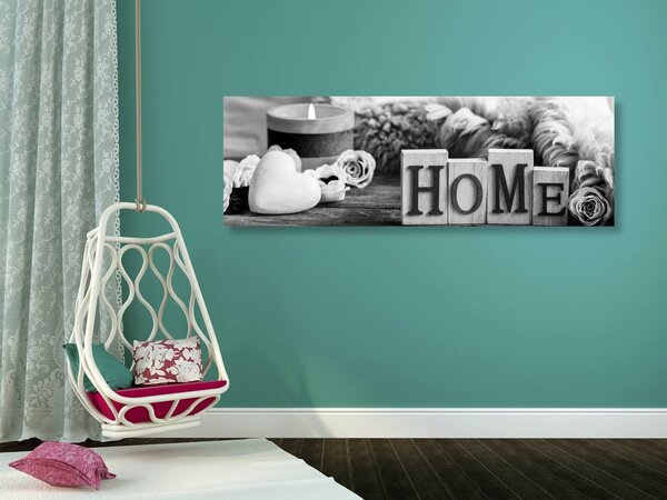 Картина на платно – Натюрморт с надпис Home в черно-бял вариант