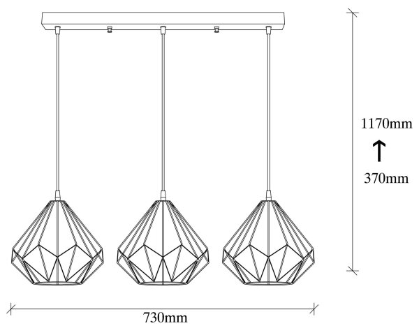 Висящ полилей DIAMOND 3xE27/100W/230V