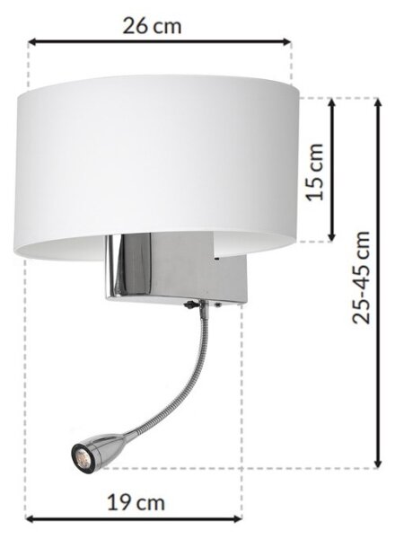 LED Аплик CASINO 1xE27/60W/230V + LED/1W/230V бял