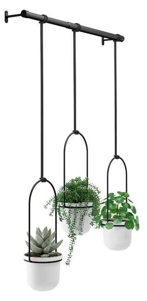 UMBRA Комплект от 3 бр висящи саксии / кашпи “TRIFLORA“ - цвят бял/черен