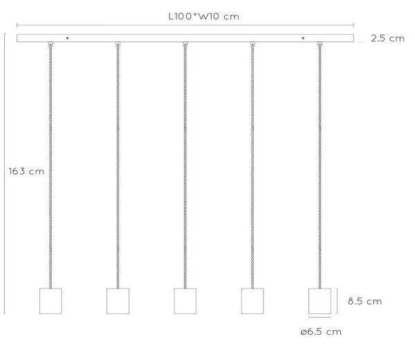 Lucide 20416/05/65 - Висящ полилей GELKA 5xE27/40W/230V