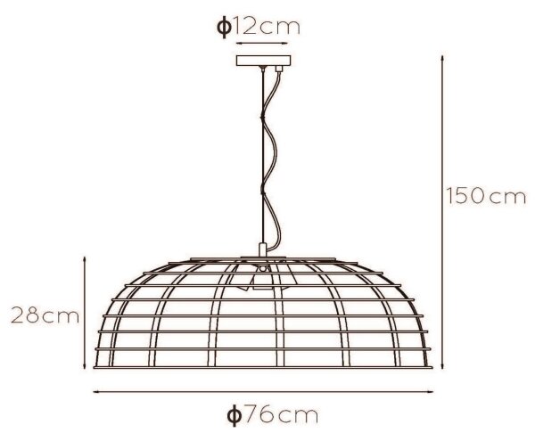 Lucide 45449/76/30 - Висящ полилей ELODIE 3xE27/40W/230V черен