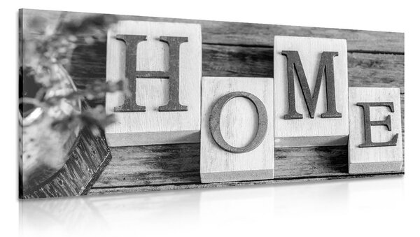 Картина на платно – Буквички Home в черно-бяло