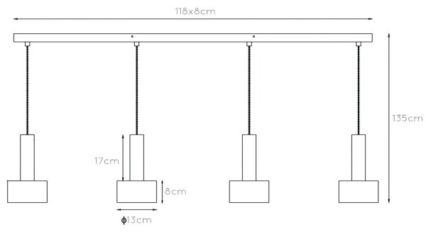 Lucide 45471/04/30 - Висящ полилей TEUN 4xE27/40W/230V