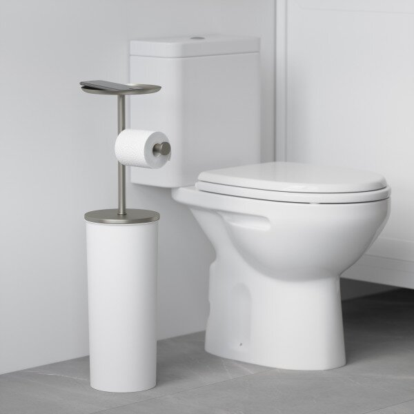 UMBRA Стойка за тоалетна хартия с отделение за допълнителни ролки "PORTALOO"