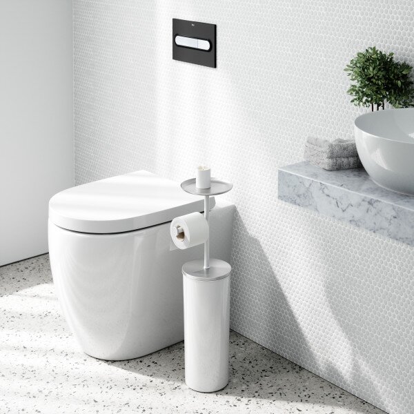 UMBRA Стойка за тоалетна хартия с отделение за допълнителни ролки "PORTALOO"