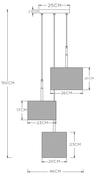 Lucide 45459/03/30 - Висящ полилей BASKETT 3xE27/40W/230V