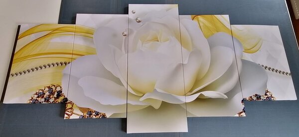 Картини от 5 части – Луксозни рози с абстракция