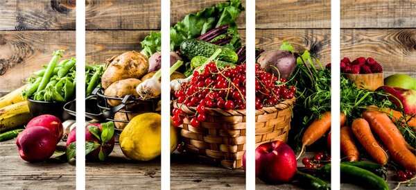 Картини от 5 части – Свежи плодове и зеленчуци