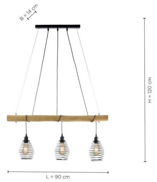 Leuchten Direkt 15526-79 - Пендел SPRING 3xE27/40W/230V