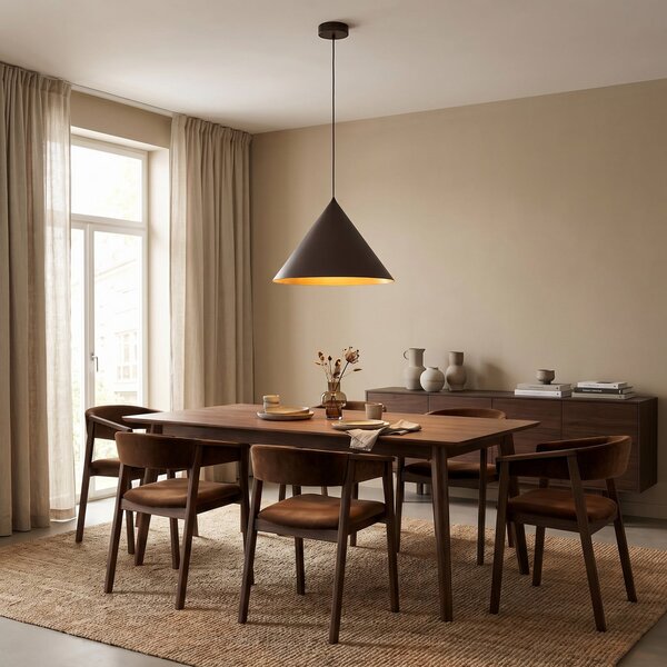 TK Lighting Висяща лампа Cono, 1-пламъчна, Ø 50 cm, кафява, E27, Затъмняване, Кафяв / ръждив, Дневна/трапезария, Метал, Модерен