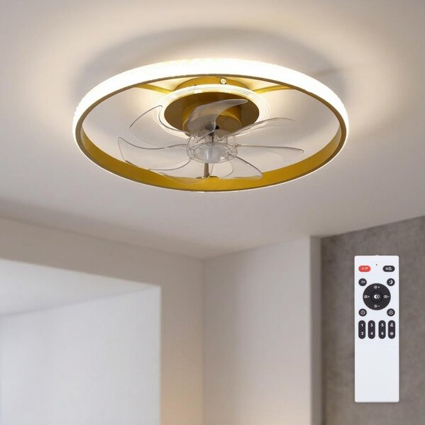 BRILAGI - Димируем LED таванен вентилатор LED/66W/230V 55 см бял/златист + дистанционно управление