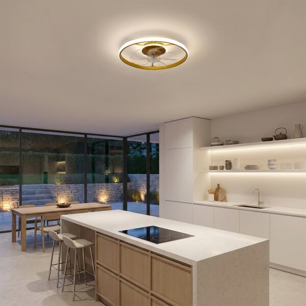 BRILAGI - Димируем LED таванен вентилатор LED/66W/230V 55 см бял/златист + дистанционно управление