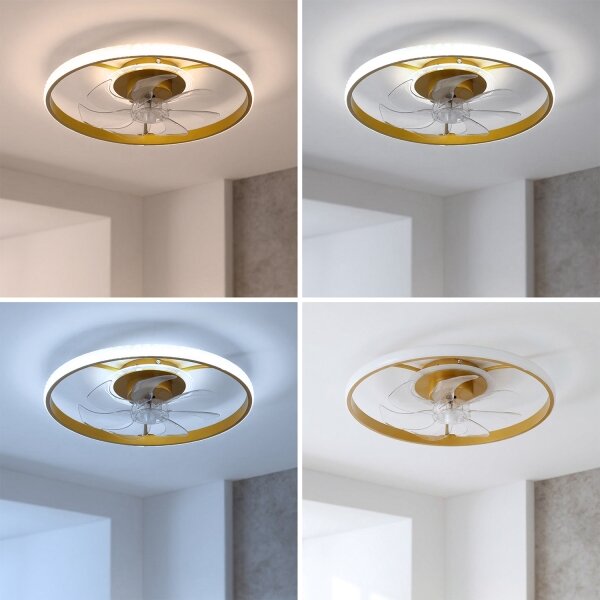 BRILAGI - Димируем LED таванен вентилатор LED/66W/230V 55 см бял/златист + дистанционно управление