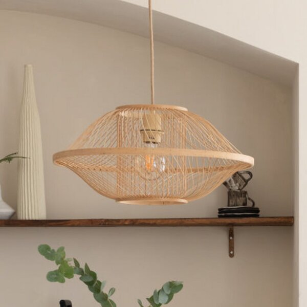 Good & Mojo GOOD MOJO Висяща лампа Maui, натурална, Ø 50 cm, бамбук, E27, Затъмняване, Дърво, Дневна/трапезария, Бамбук, Дизайн