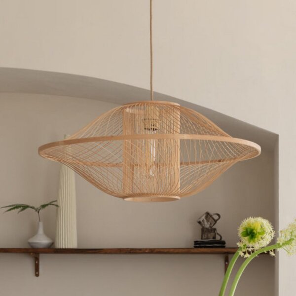 Good & Mojo GOOD MOJO Висяща лампа Maui, натурална, Ø 70 cm, бамбук, E27, Затъмняване, Дърво, Дневна/трапезария, Бамбук, Дизайн