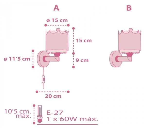 Dalber 61109 - Детски аплик LITTLE QUEEN 1xE27/60W/230V