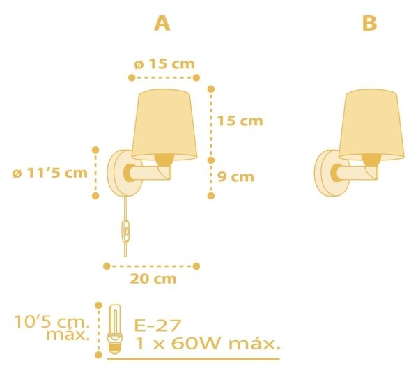 Dalber 82219A - Детски аплик STAR LIGHT 1xE27/60W/230V жълт