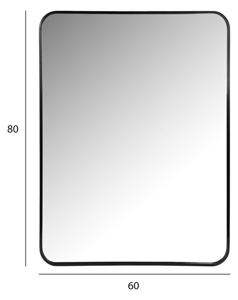 Стенно огледало с алуминиева рамка, черно 60x3x80см