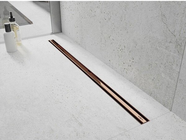 Mexen Flat 360° Slim линеен въртящ се сифон 70 см, розово злато - 1641070